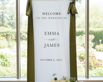 Modern Wedding Welcome Sign, Fabric Sign, Fabric Welcome Sign, Custom Linen Sign, Boho Wedding, Wedding Welcome Signs, Engagement Party