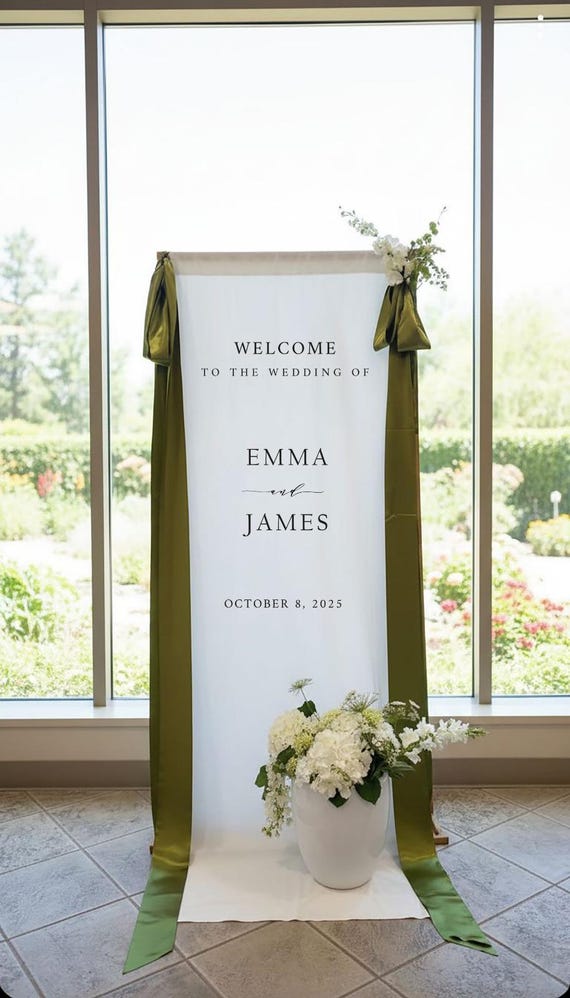 Modern Wedding Welcome Sign, Fabric Sign, Fabric Welcome Sign, Custom Linen Sign, Boho Wedding, Wedding Welcome Signs, Engagement Party