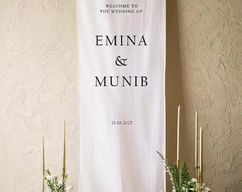 Modern Wedding Welcome Sign, Fabric Sign, Wedding Fabric Welcome Sign, Custom Linen Wedding Signs, Boho Wedding, Wedding Welcome Signs