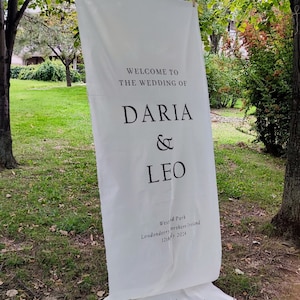 Hochzeit Stoff Willkommensschild, Modernes Hochzeit Willkommensschild, Hochzeitstag Dekor, Hochzeitskulisse, Benutzerdefinierte Leinen Hochzeitsschilder, Boho Hochzeit
