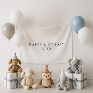 Personalised Birthday Name Flag, Birthday Banner, Custom Birthday Banner, Fabric Sign, Fabric Birtday Sign, Birthday Boho Wall Art, Linen