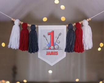 Golf High Chair Banner, Golf Party Banner, Golf Birthday Banner, First Birthday Party Sign, 1st Birthday Tassel Banner, Cake Smash Pennant