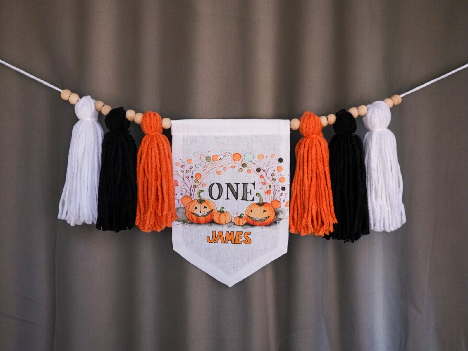Pumpkin 1st Birthday Halloween High Chair Banner Happy Boo Banner Halloween Yarn Tassel Banner 1st Birthday Decor Cake Smash