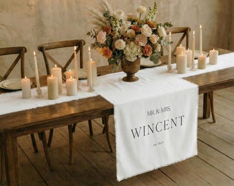 Custom Wedding Table Runner, Sweetheart Table Decor, Custom Sweetheart Table Runner, Wedding Table Decor. Wedding Sign Est. Date,