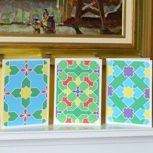 Cartões de felicitações ShaCros: geométricos, brilhantes e coloridos. Em branco, 174 x 124 mm (aproximadamente 7" x 5") com envelope