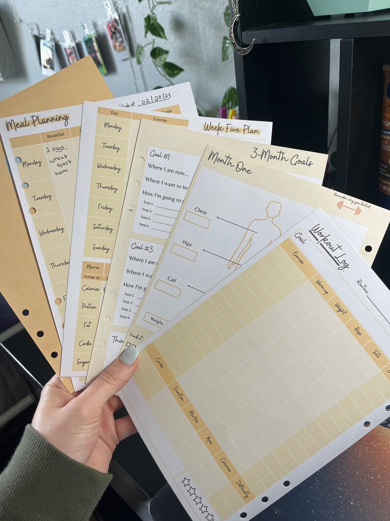 Printable A5 Fitness Planner Routine Page, 3 Month AND 1 Month Goals ...