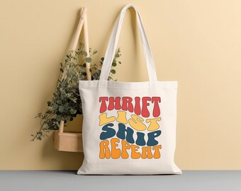 Thrifting, Canvas Tote Bag, Thrift Haul Bag, Sustainability Tote Bags, Shopping Bags, Thrifter Tote Bag, Thrift Shop, Reseller Gift, Junkin
