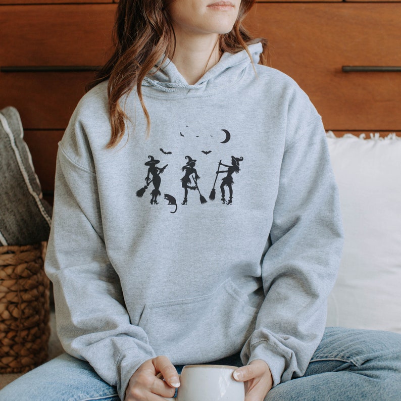 Oversized Sweatshirt, Witch Hoodie, Witch Silhouette, Halloween Witch ...
