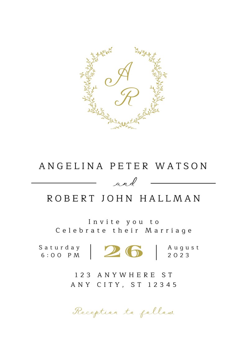 Wedding Invitation Template Etsy