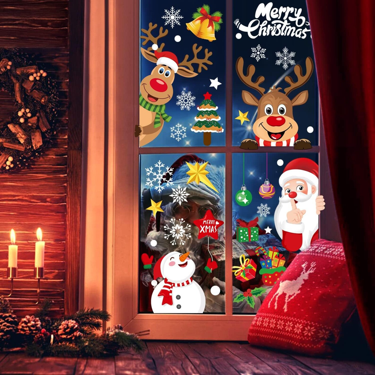 Christmas Window Stickers 256PCS, Christmas Decals for Glass Reusable