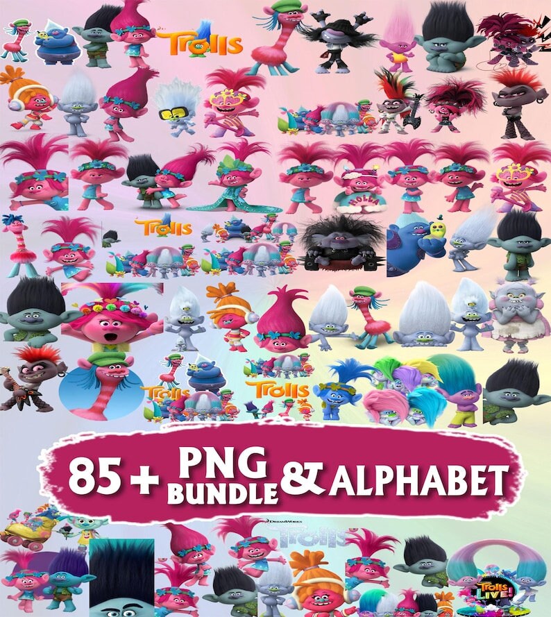 Trolls Clipart Trolls Characters Png Printable Trolls - Etsy UK