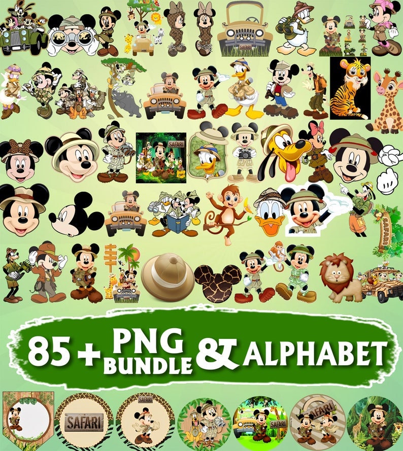 Mickey Safari Clipart Png, Mickey Safari Digital Download, Jungle ...