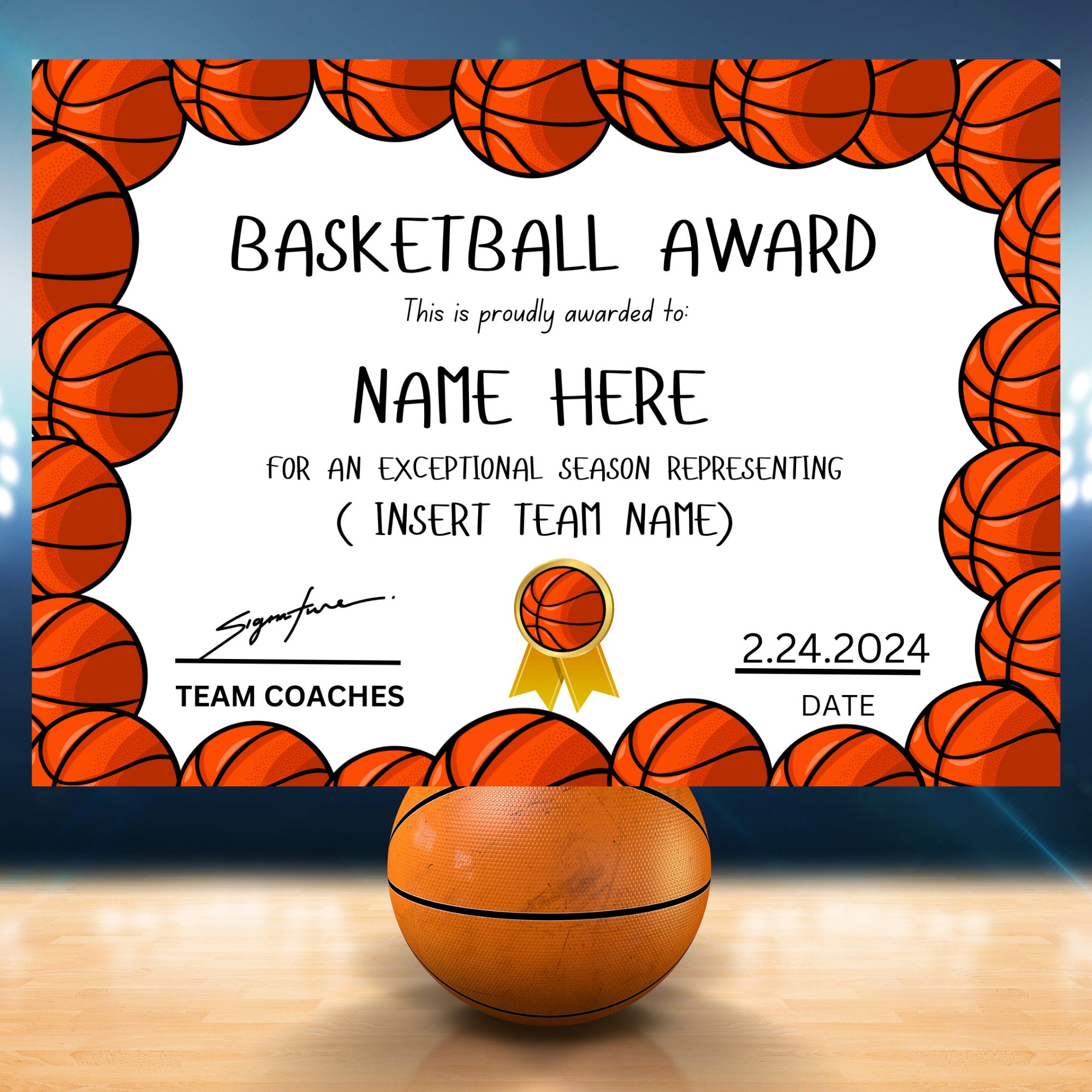 Image 9 for Basketball Certificate Template