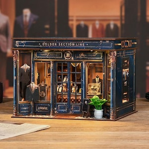 Golden Section Line DIY Doll house Kit, Miniature Book Nook Kit, Handmade 3D Wooden Puzzle, Unique Gift
