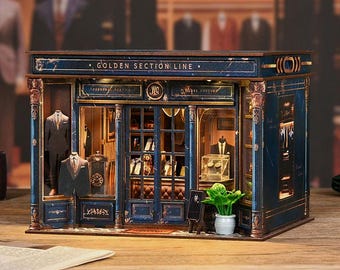 Golden Section Line DIY Doll house Kit, Miniature Book Nook Kit, Handmade 3D Wooden Puzzle, Unique Gift