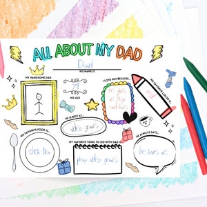 Father&#39;s Day Questionnaire | Personalized Fill In Blanks Daddy Interview | All About My Dad Printable Card | Customizable Keepsake Print