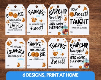 Cookie Teacher Appreciation Gift Tags: Printable Thank You Cards (Digital Download)
