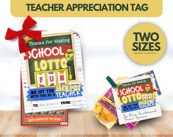 Teacher Appreciation Lottery Ticket Gift Tag Printable (Digital Download)