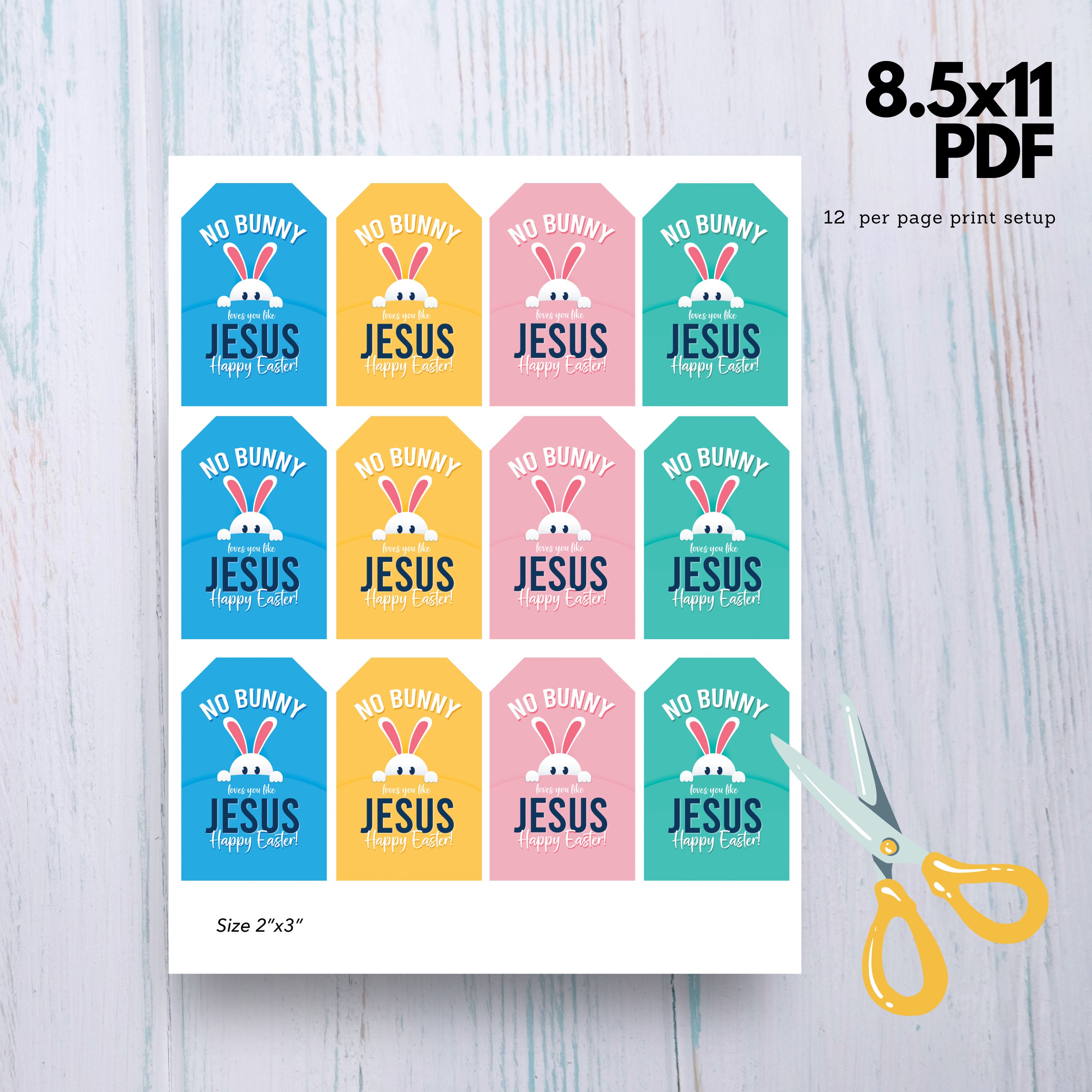 Editable Easter Printable Tags, No Bunny Loves You Like Jesus, Happy