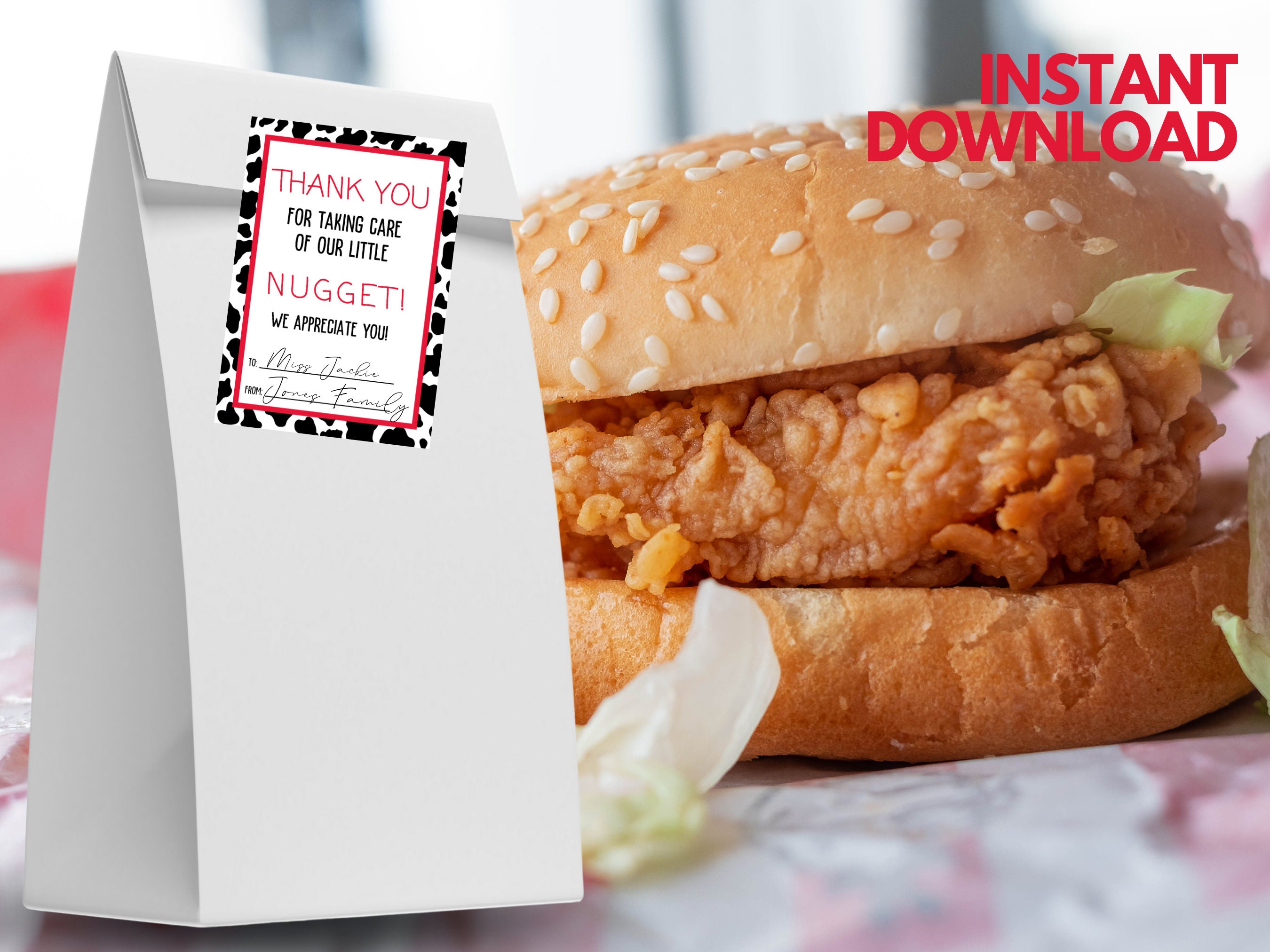 Chickfila Teacher Gift Card Holder | Printable Bundle (digital Download ...