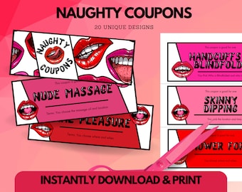 Printable Naughty Coupon Book for Christmas, Anniversary Gift for Husband, Wife, Girlfriend ...