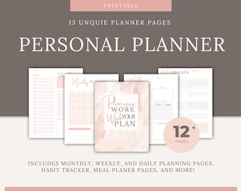Blush afdrukbare plannerbundel: dagelijks, wekelijks, maandelijks (digitale download)