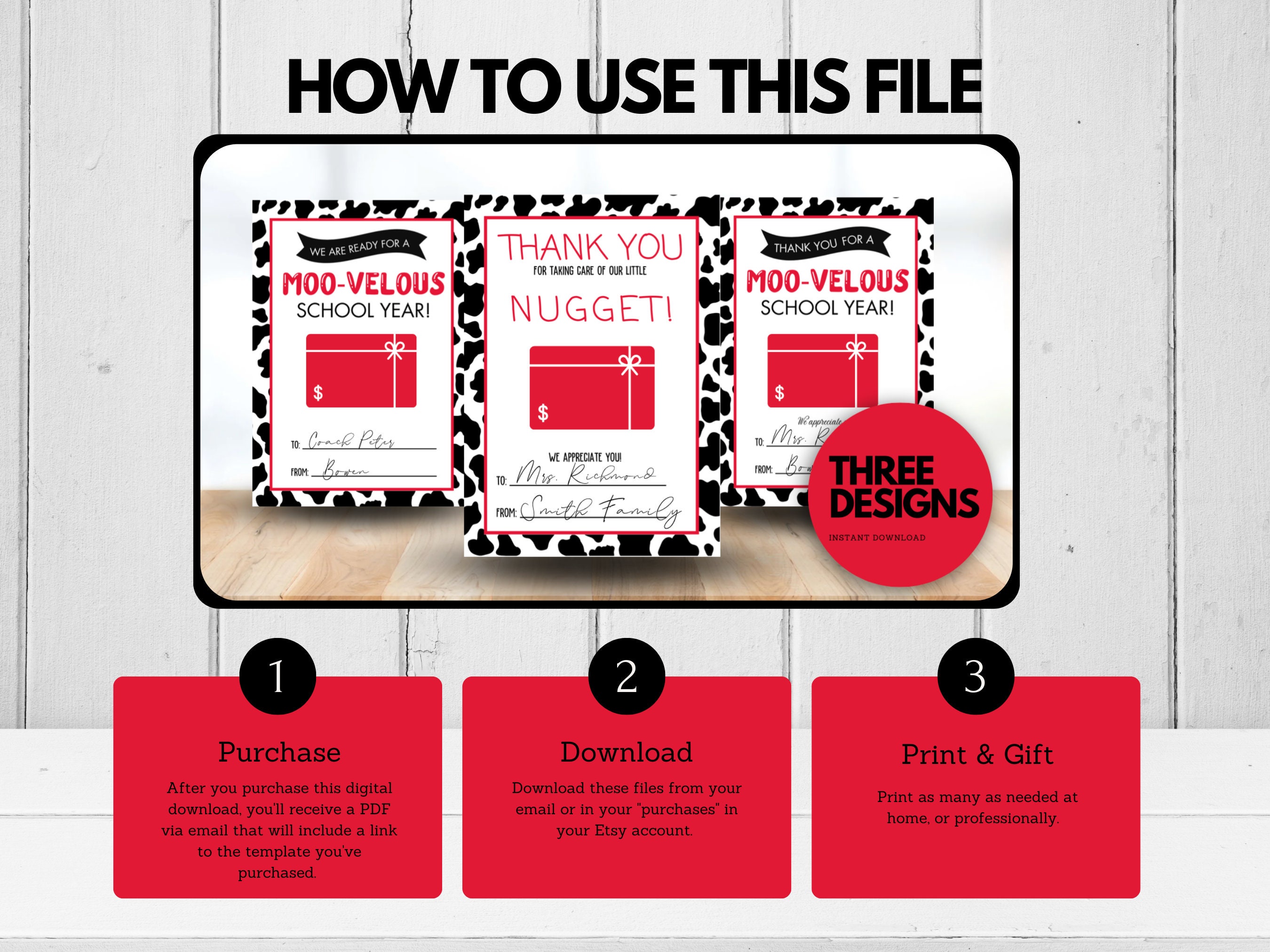 Chickfila Inspired Printable Giftcard Holder Bundle | Teacher ...