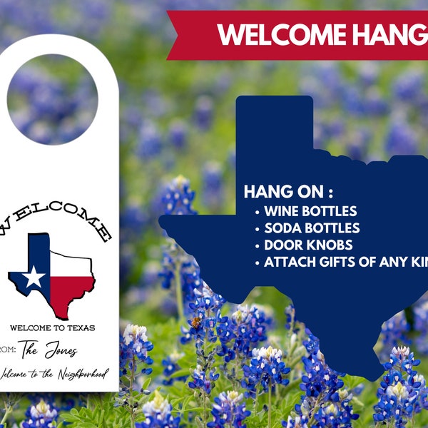 Welcome to Texas Wine Tag | Door Hanger | Gift Tag | New Neighbors | New to the Team | Welcome Gift | Printable Wine Tag | Bottle Tag