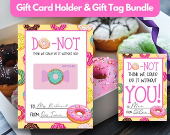 Donut Gift Card Holder: Teacher, Colleague, Birthday (Digital Download)