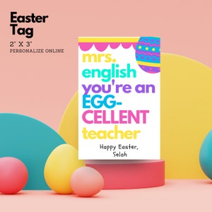 Happy Easter Teacher Tags | Easter Cookie TAGS | Personalize on Canva | Printable Easter tags | Easter eggs |