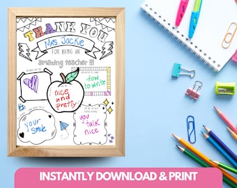 Teacher Appreciation Coloring Page: Thank You Gift (Digital Download)