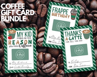 Coffee Gift Card Holder Bundle: Teacher Appreciation (Digital Download)
