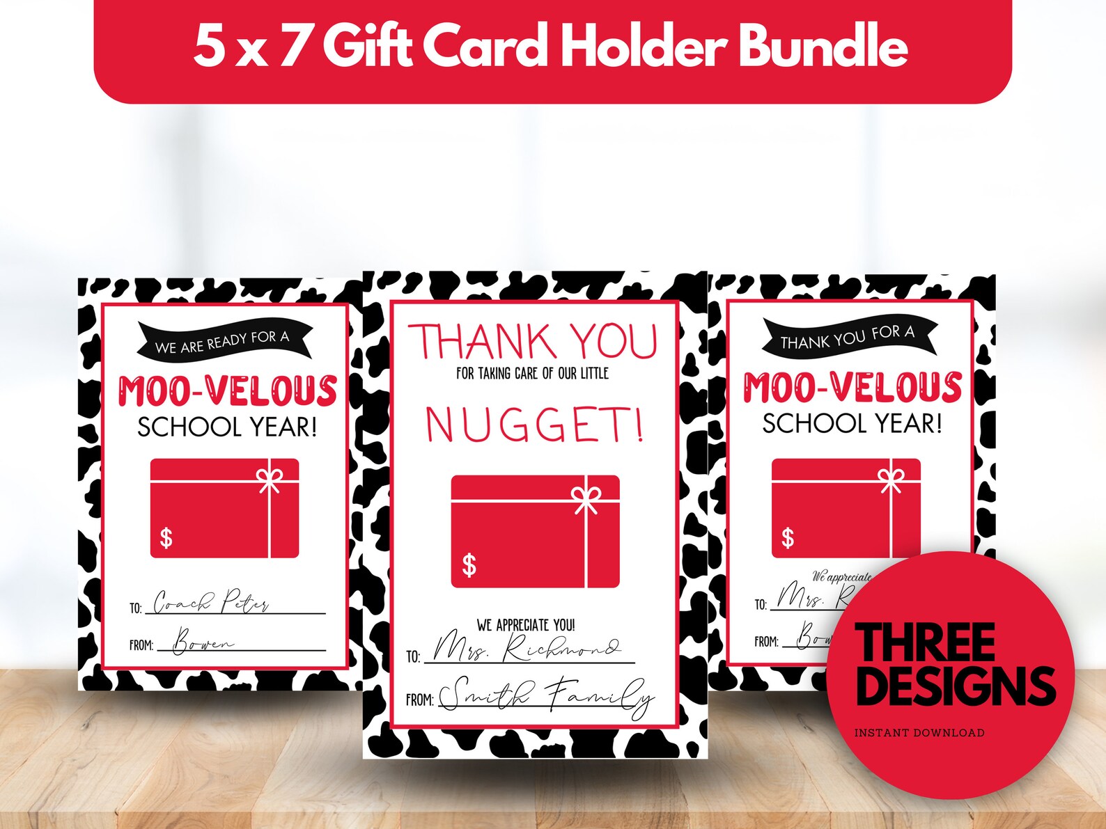 Chickfila Inspired Printable Giftcard Holder Bundle Teacher
