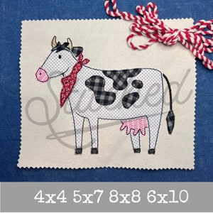 Simple Cow Applique Bean Stitch 4x4 5x7 8x8 6x10