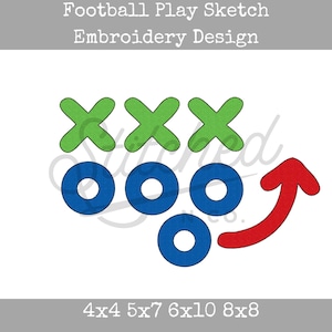 Puede incluir: X verdes y O azules sobre un fondo blanco con una flecha roja apuntando hacia arriba. El texto debajo de la imagen dice "4x4 5x7 6x10 8x8".