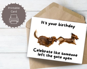 Funny Birthday Card with Dog | PRINTABLE Cute Greeting Card | Humorous Birthday Card for Friend | 7X5 with Envelope | from the Dog |Download