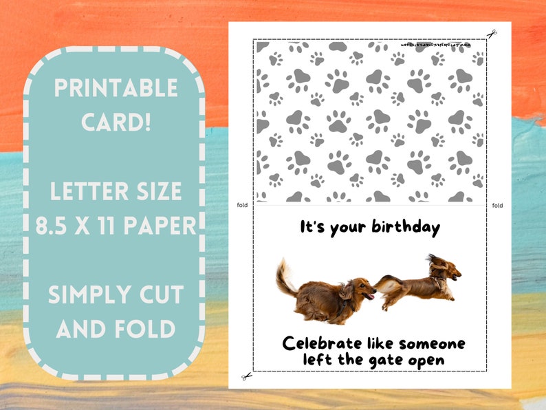 Funny Birthday Card With Dog | PRINTABLE Cute Greeting Card | Humorous ...