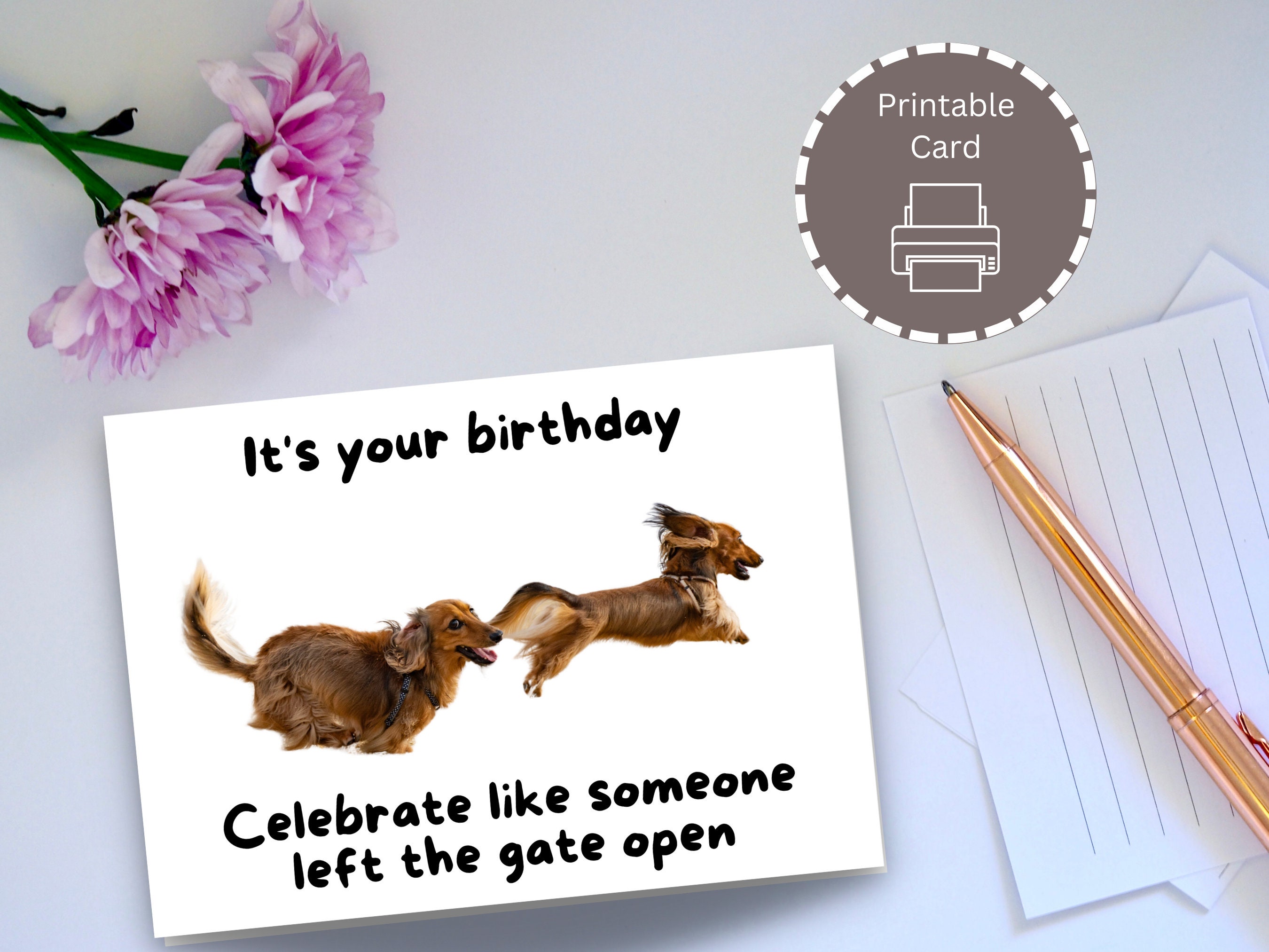 Funny Birthday Card With Dog | PRINTABLE Cute Greeting Card | Humorous ...