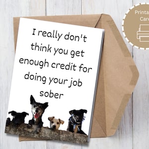 Pack de chiens de cartes drôles pour la fête des patrons | Carte de vœux IMPRIMABLE pour collègue | Amoureux des chiens | Téléchargement instantané | 7X5 avec enveloppe | Retraite