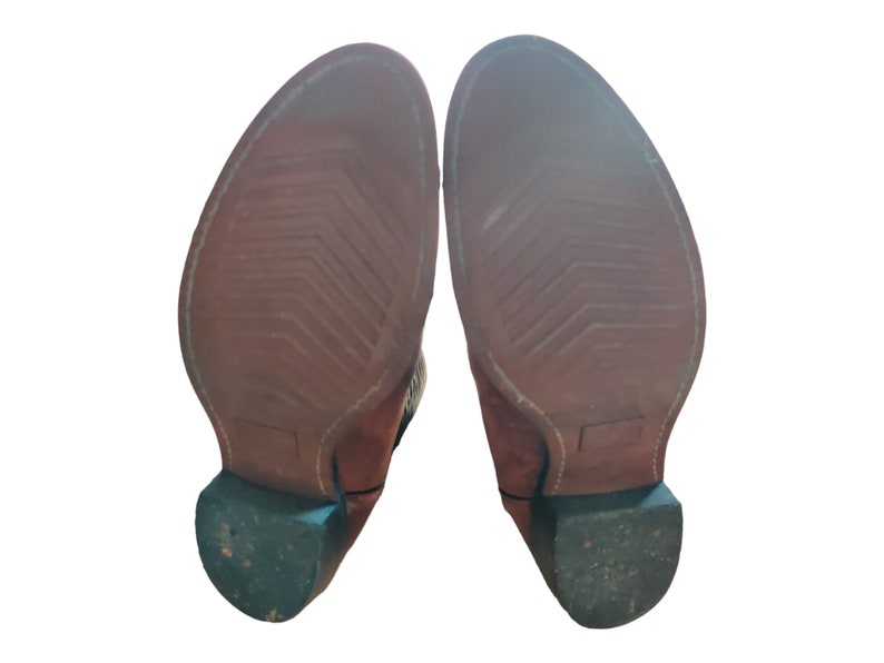 Vintage Brown Leather Tall Cowboy Boots Made in Canada Size 11 Etsy