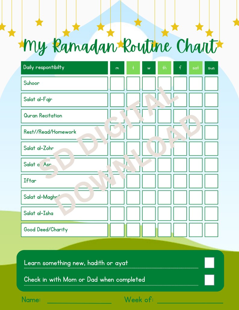 ramadan planner chart