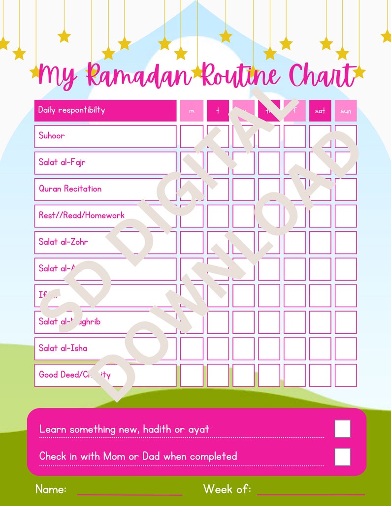 ramadan planner chart