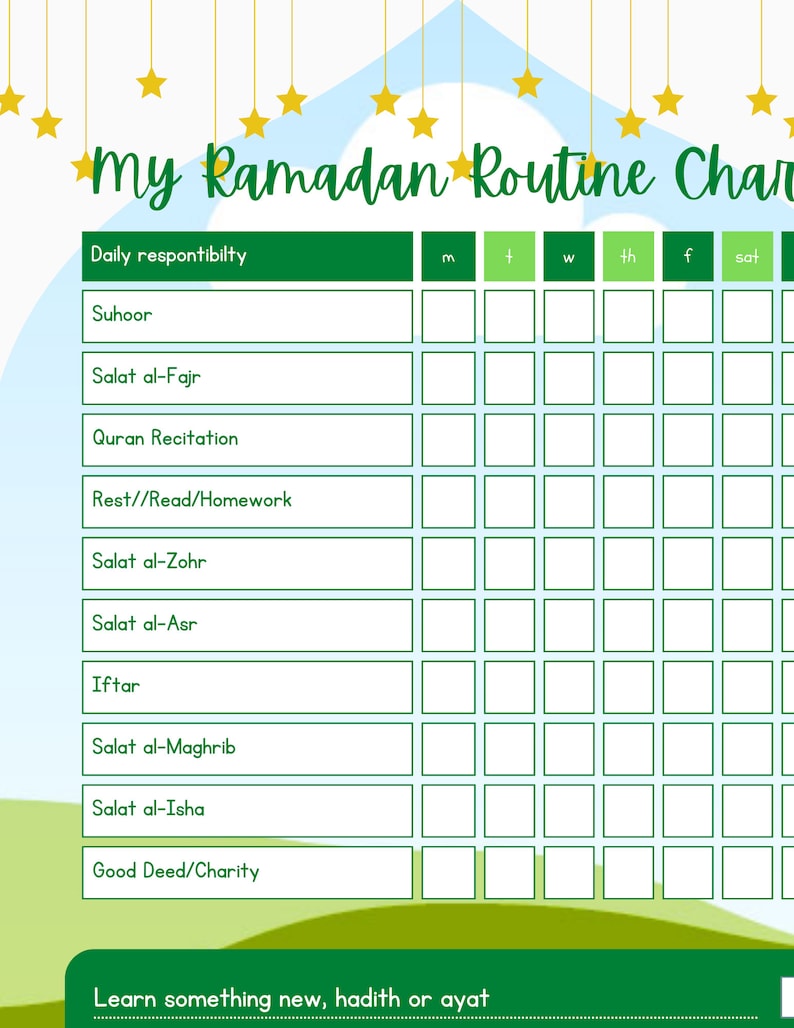 ramadan planner chart