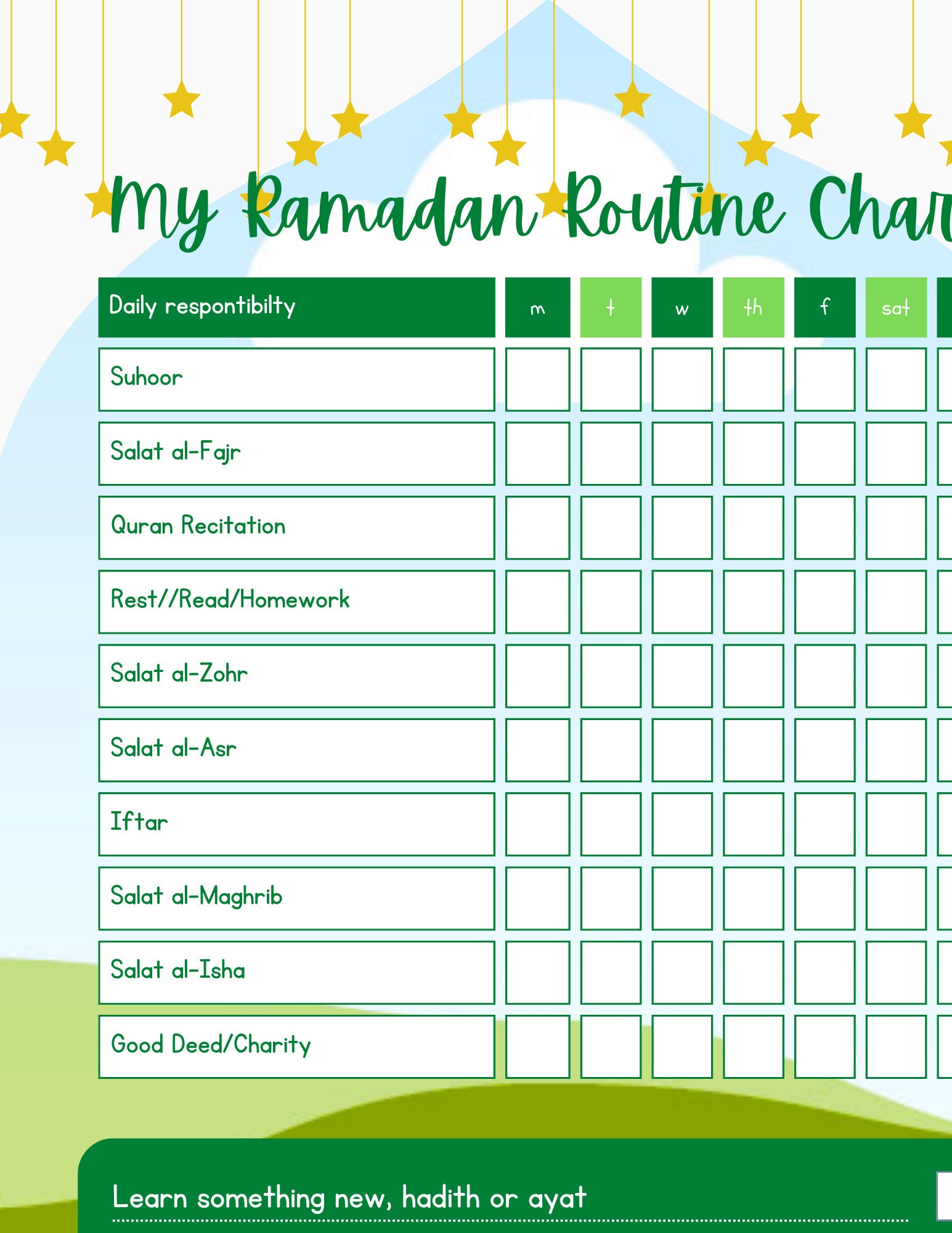 ramadan to do list pdf