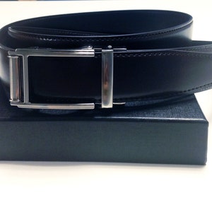 Automatic leather belt, ratchet belt with automatic belt buckle, one size, for men