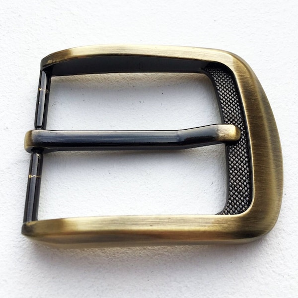Boucle de ceinture classique finition vieux laiton brossé 40mm, boucle de ceinture homme, femme