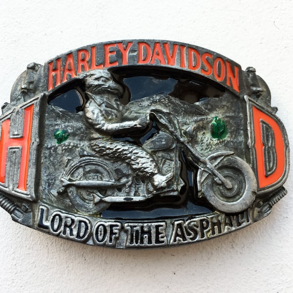 Vintage 1992 - Boucle de ceinture Harley Davidson Lord of The Asphalt, Biker, boucle de ceinture homme, femme, cadeau, mariage