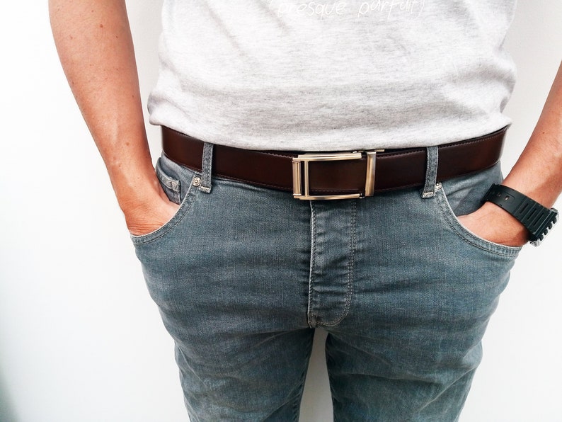 Ceinture cuir automatique, ceinture à cliquet avec boucle de ceinture automatique, taille unique, pour homme image 3