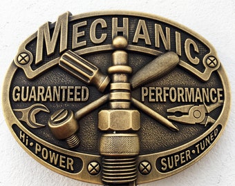 Boucle de ceinture Mechanic plaqué bronze, mécanicien,  boucle de ceinture homme, femme, cadeau, mariage
