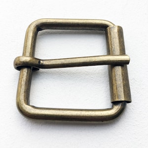 Classic belt buckle with roller in old brass finish 40mm, men's and women's belt buckles